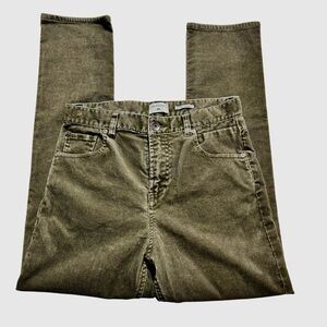 Quiksilver Men’s Olive Green Corduroy Pants Straight Tapered Fit Size 28